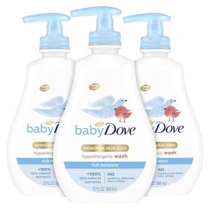 imageBaby Dove Sensitive Skin Care Baby Wash For Bath Time Moisture Fragrance Free and Hypoallergenic Washes Away Bacteria 20 ozFragrance Free