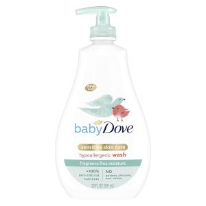 imageBaby Dove Sensitive Skin Care Baby Wash For Bath Time Moisture Fragrance Free and Hypoallergenic Washes Away Bacteria 20 ozSensitive Moisture