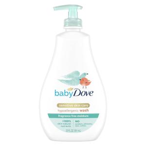 imageBaby Dove Sensitive Skin Care Baby Wash For Bath Time Moisture Fragrance Free and Hypoallergenic Washes Away Bacteria 20 ozUnscented