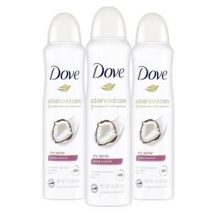 imageDove Advanced Care Dry Spray Antiperspirant Deodorant Caring Coconut 3 Count For Women With 48 Hour Protection Soft And Comfortable Underarms 38 ozSpray