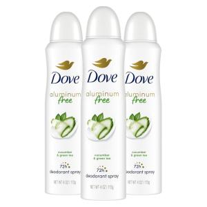 imageDove Aluminum Free Deodorant Spray for Women 3 Count Coconut ampamp Pink Jasmine 72 hour odor protection 4ozCucumber and Green Tea