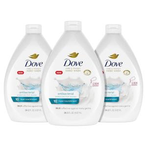 imageDove Antibacterial Hand Wash Care ampamp Protect Pack of 3 Protects Skin from Dryness Moisturizers More Than The Leading Ordinary Hand Soap 34 oz