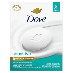imageDove Beauty Bar Soap Sensitive 24 Bars for Sensitive Skin Fragrance Free and Hypoallergenic 375 ozFragrance Free
