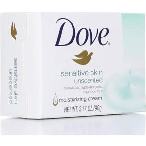 imageDove Beauty Bar Soap Sensitive 8 Bars for Sensitive Skin Fragrance Free and Hypoallergenic 375 oz095 Ounce Pack of 10