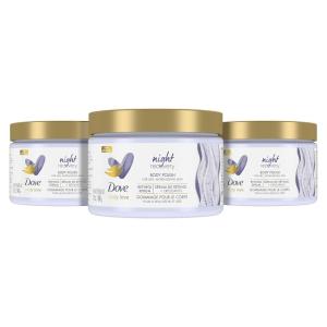 imageDove Body Love Body Polish Night Recovery 3 Count for Dry WornDown Skin Body Scrub with Retinol and Botanical Oils for Silky Smooth Skin 12 oz