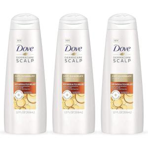 imageDove Damage Therapy Derma Shampoo Dryness  Itch for Flaky Scalp with Pyrithione Zinc and Coconut Oil 12 Fl OzCoconut  Shea Butter