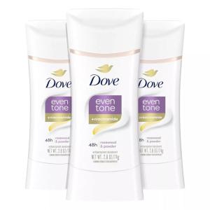 imageDove Even Tone Antiperspirant Deodorant Stick Apple Blossom ampamp Mango Butter 3 Count For Uneven Skin Tone 26 ozRosewood  Powder