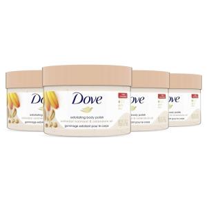 imageDove Exfoliating Body Polish Body Scrub Crushed Almond and Mango Butter 4 Count Exfoliating Scrub for Dry Skin Gently Exfoliates to Reveal Healthy Skin 105 ozOatmeal and Calendula Oil