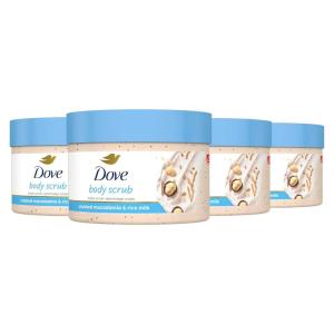 imageDove Exfoliating Body Polish Body Scrub Crushed Almond and Mango Butter 4 Count Exfoliating Scrub for Dry Skin Gently Exfoliates to Reveal Healthy Skin 105 ozCrushed Macadamia and Rice Milk