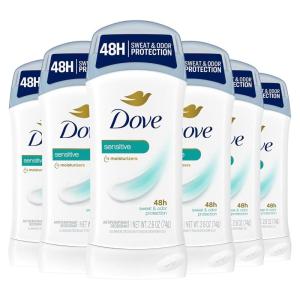 imageDove Invisible Solid Antiperspirant Deodorant Stick for Women 6 Count Sensitive For All Day Underarm Sweat ampamp Odor Protection 26 oz26 Ounce Pack of 6