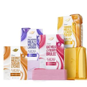 imageDove Plant Milk Cleansing Bar Soap Variety Pack 4 for Moisturized Skin with Gentle Cleansers No Sulfate Cleansers or Parabens 98 Biodegradable Formula 5 ozBar Soap