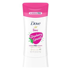 imageDove Teens Deodorant Stick Strawberry Sparkle for gentle underarm care 48hour odor protection and aluminum free deodorant 26 oz26 Ounce Pack of 1