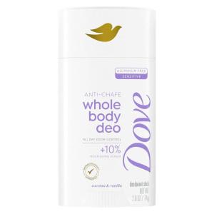 imageDove Whole Body Deo Aluminum Free AntiChafe Deodorant Stick Coconut ampamp Vanilla for 72h Odor Control 26 Oz