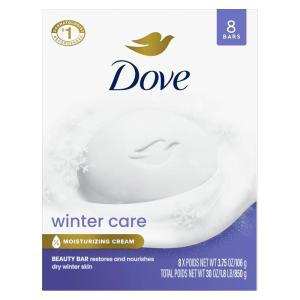 imageDove Beauty Bar Soap Winter Care 8 Bars for Nourished Winter Skin With Natural Oil 375 oz