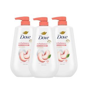 imageDove Body Wash 3 Count Rebalance White Peach ampamp Rice Milk For 24hr LotionSoft Skin Moisturizing Skin Cleanser with No Sulfates No Parabens