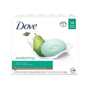 imageDove go fresh Beauty Bar More Moisturizing Than Ordinary Bar Soap Rejuvenate Pear and Aloe Vera Scent 375 oz 14 Bars375 Ounce Pack of 14
