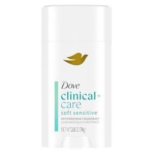 imageDove Clinical  Care Antiperspirant Deodorant Invisible Solid Stick for Women Clean Soft for Sensitive Skin Hypoallergenic 26 oz