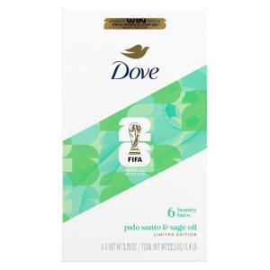 imageDove Limited Edition FIFA Beauty Bar Soap 6 Bars Palo Santo amp Sage Oil for Hydrated amp Soft Skin 375 Oz