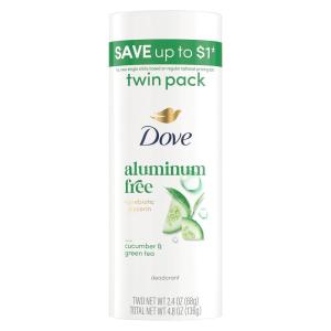 imageDove Deodorant Stick 2 pk Cucumber amp Green Tea for 72 Hour Odor Protection Aluminum Free 24 oz